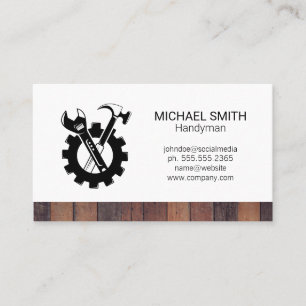 Wrench Hammer Gears   Construction Builder Business Card