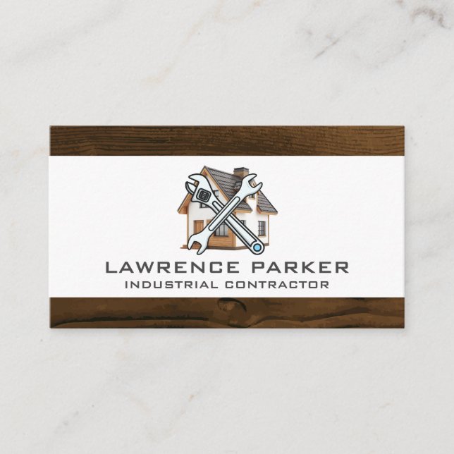 Wrench Home Logo | Wood Trim Business Card (Front)