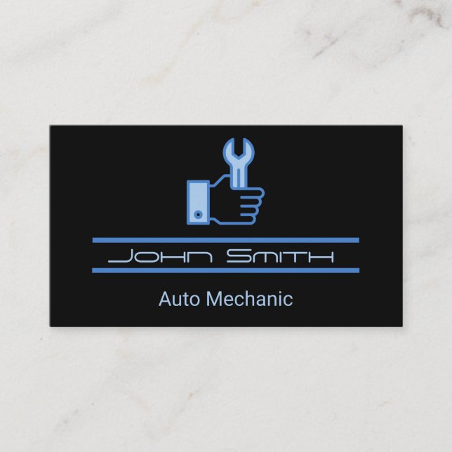 Wrench in Hand | Carbon Fibre Pattern  Business Card (Front)