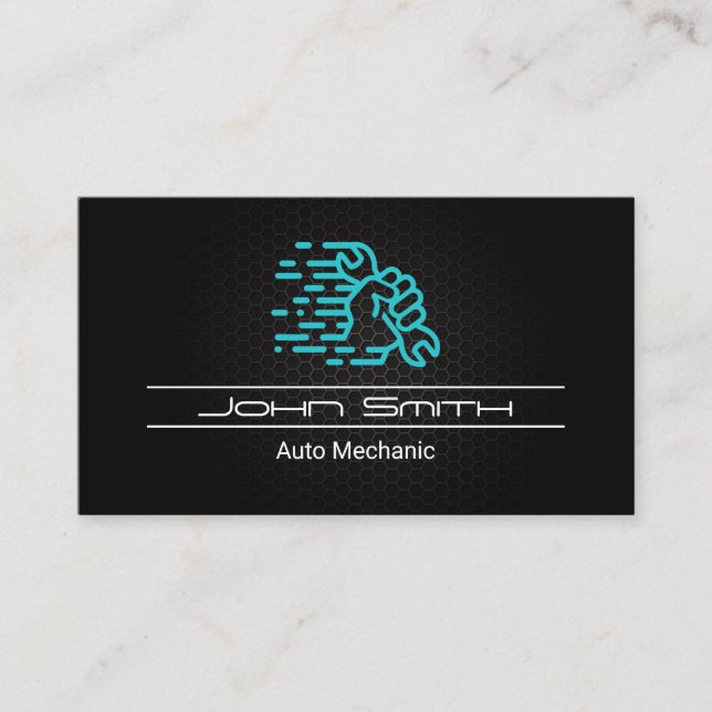 Wrench in Hand | Carbon Fibre Pattern Business Card (Front)