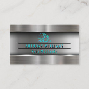 Wrench in Hand Metallic Brushed Industrial Business Card