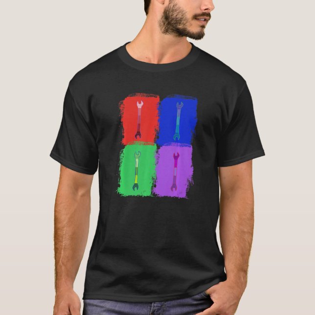 Wrench Mechanic Colourful Pop T-Shirt (Front)