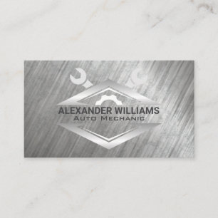 Wrench   Metallic Background   Mechanic Business Card