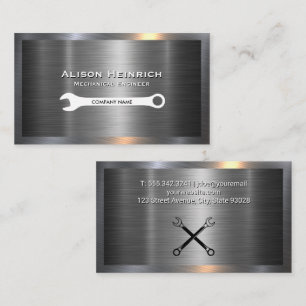 Wrench Metallic Industrial Background Business Card