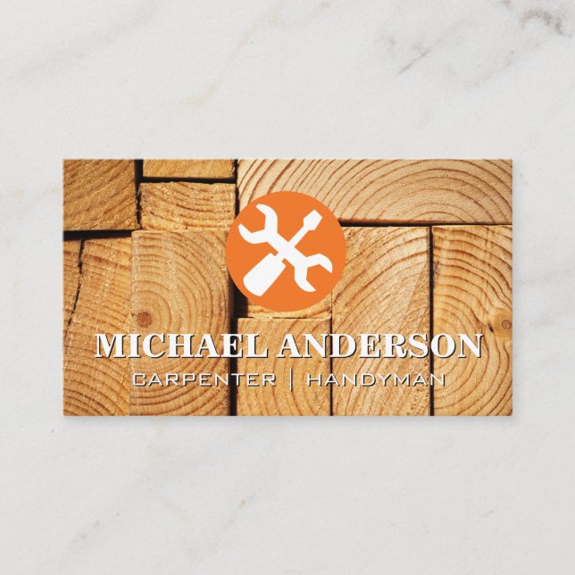 Wrench Screw Driver Logo | Wood Cut Business Card (Front)