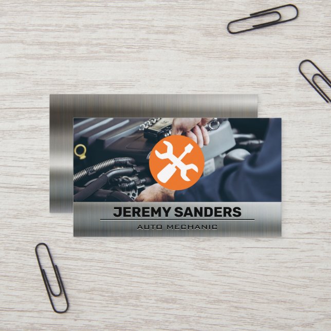 Wrench Screw Driver | Mechanic Working Business Card (Front/Back In Situ)