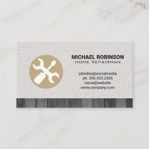 Wrench Screw Driver   Wall Texture Wood Trim Business Card