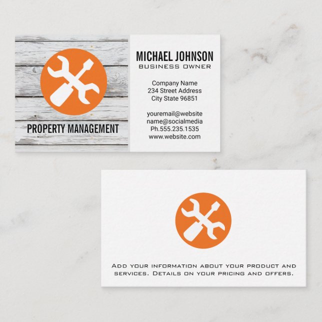 Wrench Screwdriver | Wood Business Card (Front/Back)