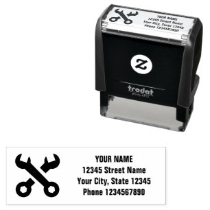 Wrench tool logo custom return address self-inking stamp