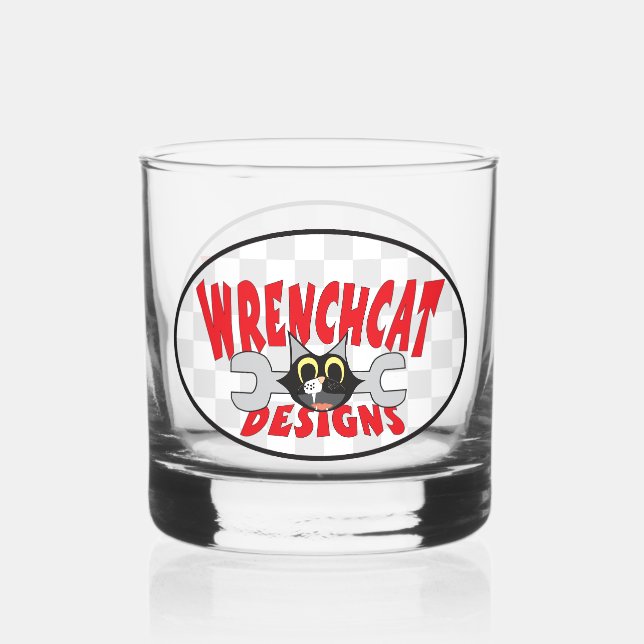 Wrenchcat Designs Logo Whiskey Glass (Front)