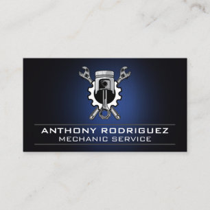 Wrenches Gear and Piston Industrial Mechanic Business Card