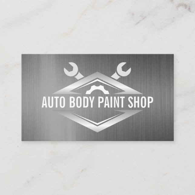 Wrenches Gear | Metallic Background Business Card (Front)