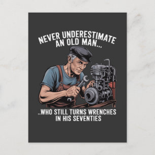 Wrenches in Their Seventies Funny Mechanic Quote Announcement Postcard