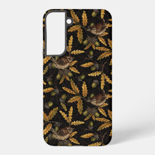 Wrens and acorns on black samsung galaxy case