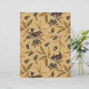 Wrens and acorns on honey