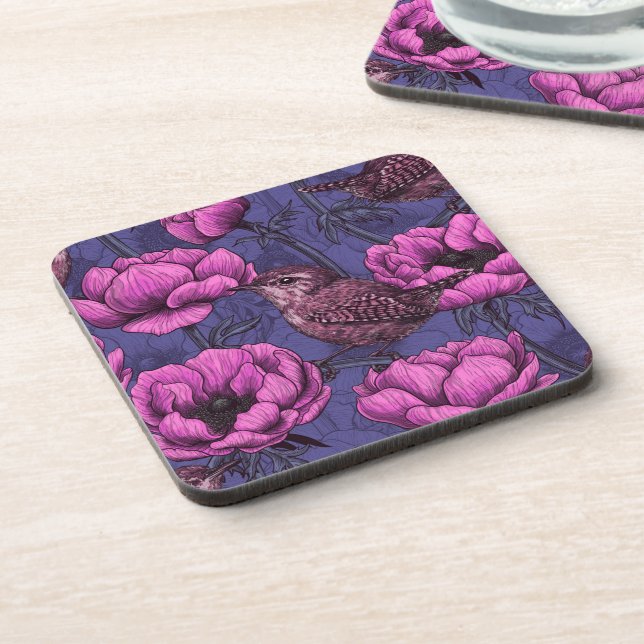 Wrens in the anemone garden coaster (Left Side)