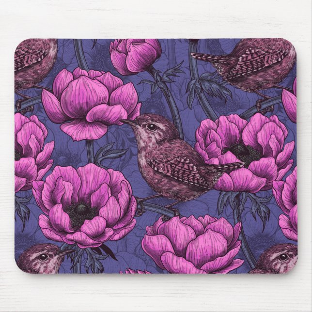Wrens in the anemone garden mouse pad (Front)