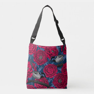 Wrens in the peonies crossbody bag