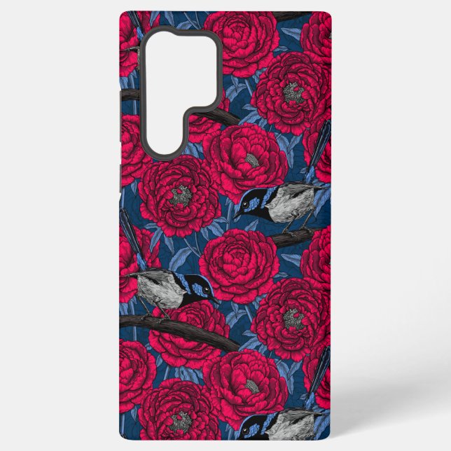 Wrens in the peonies samsung galaxy s22 ultra case (Back)