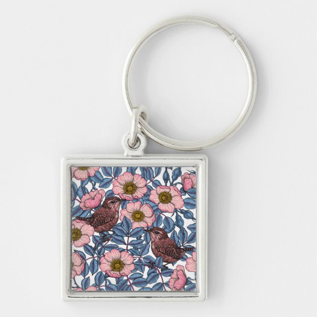 Wrens in the roses key ring (Front)