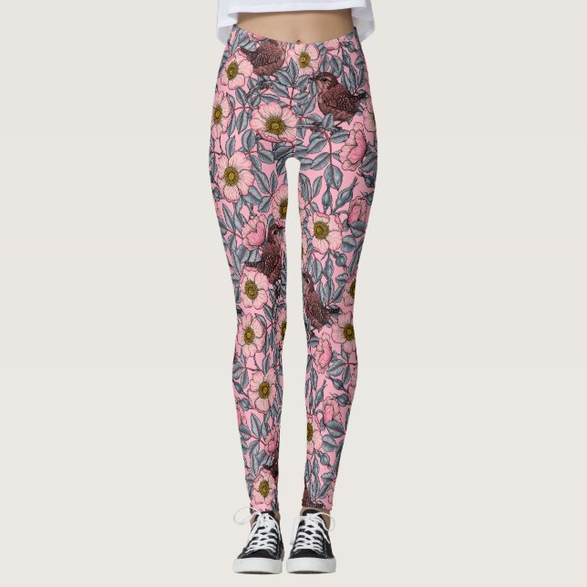 Wrens in the roses leggings (Front)