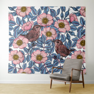 Wrens in the roses tapestry