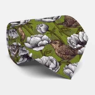 Wrens in the white anemone garden tie