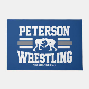Wrestler ADD NAME School Athlete Wrestling Team Doormat