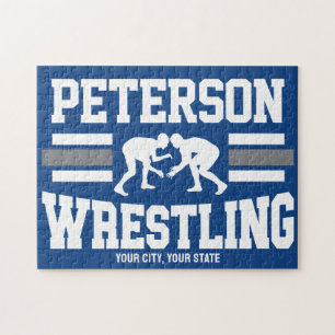 Wrestler ADD NAME School Athlete Wrestling Team Jigsaw Puzzle