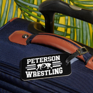 Wrestler ADD NAME School Athlete Wrestling Team Luggage Tag