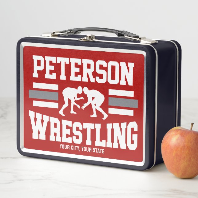 Wrestler ADD NAME School Athlete Wrestling Team    Metal Lunch Box (In Situ)