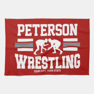Wrestler ADD NAME School Athlete Wrestling Team Tea Towel