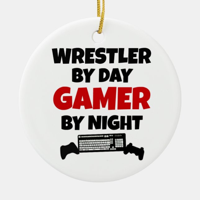 Wrestler Gamer Ceramic Tree Decoration (Front)