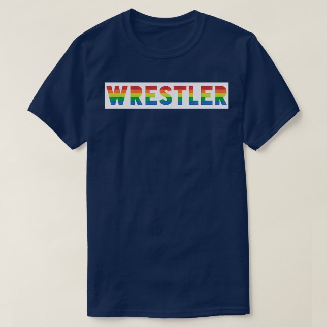 Wrestler Gay Pride Rainbow Wrestling T-Shirt (Design Front)