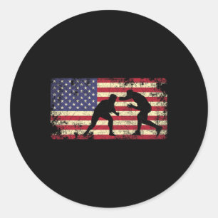 Wrestler Wrestling American Flag 4th Of July Gift Classic Round Sticker