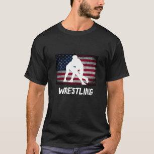 Wrestler Wrestling Fans American Flag Men Women T-Shirt