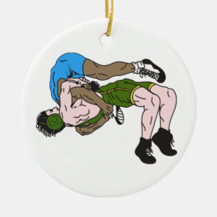 Wrestlers Ceramic Tree Decoration