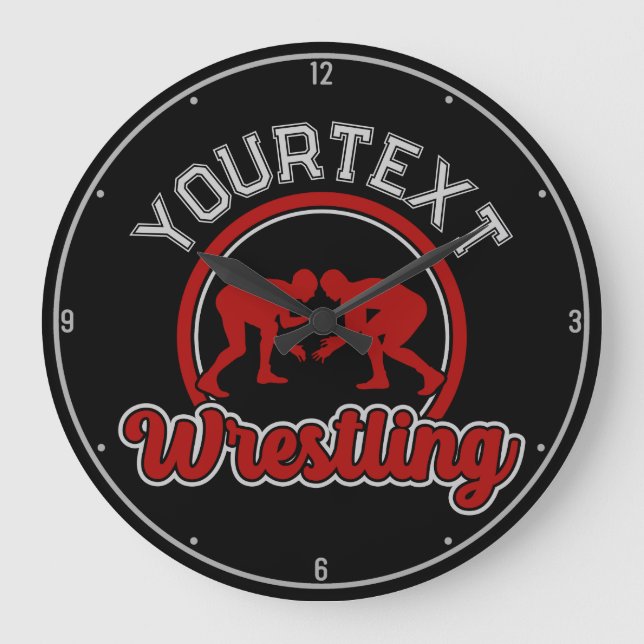  Wrestling ADD NAME Grapple Champion Team Player Large Clock (Front)