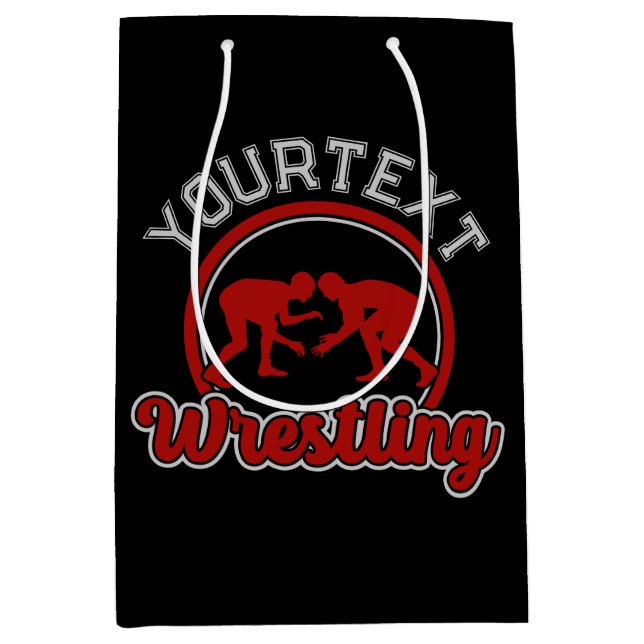  Wrestling ADD NAME Grapple Champion Team Player Medium Gift Bag (Front)
