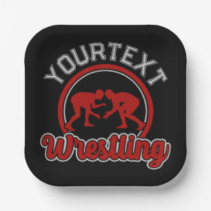  Wrestling ADD NAME Grapple Champion Team Player  Paper Plate