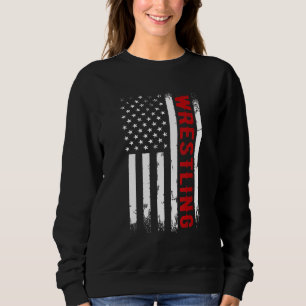 Wrestling American USA Flag  Wrestle Men Boy Wrest Sweatshirt