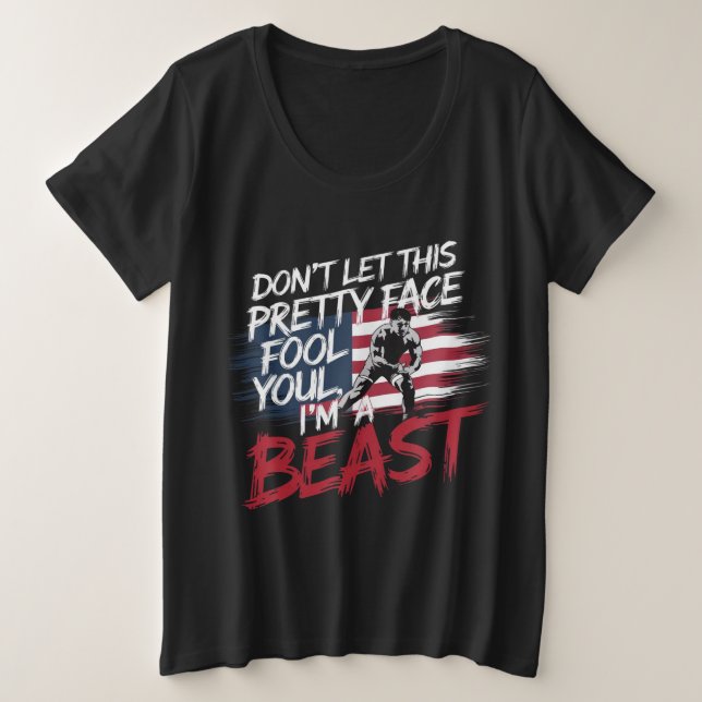 Wrestling Beast Design Plus Size T-Shirt (Design Front)