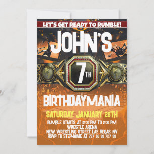Wrestling Birthday Party Invitation Theme