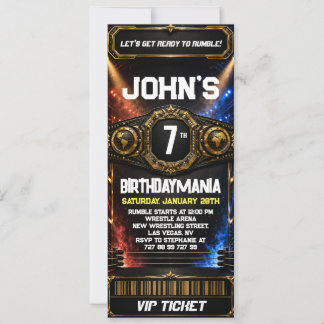 Wrestling Birthday Party Ticket Invitation Theme