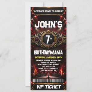 Wrestling Birthday Party Ticket Invitation Theme