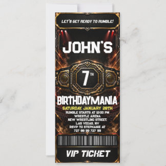 Wrestling Birthday Party Ticket Invitation Theme
