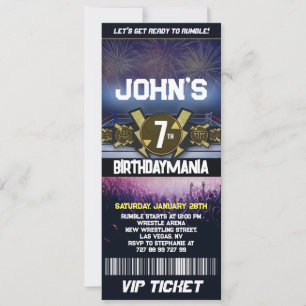 Wrestling Birthday Party Ticket Invitation Theme