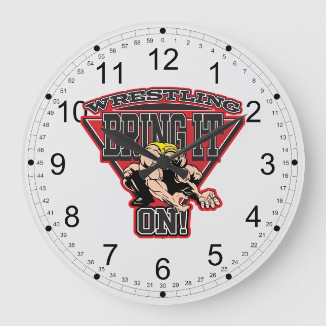 Wrestling Bring It On Large Clock (Front)