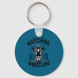 Wrestling Cat Funny Weekends Watching For Men Wome Key Ring