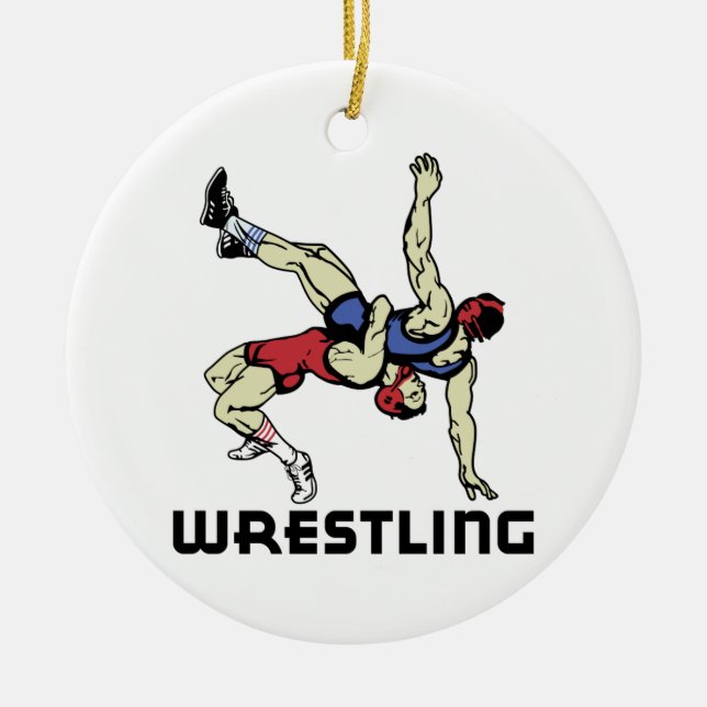 Wrestling Ceramic Tree Decoration (Front)